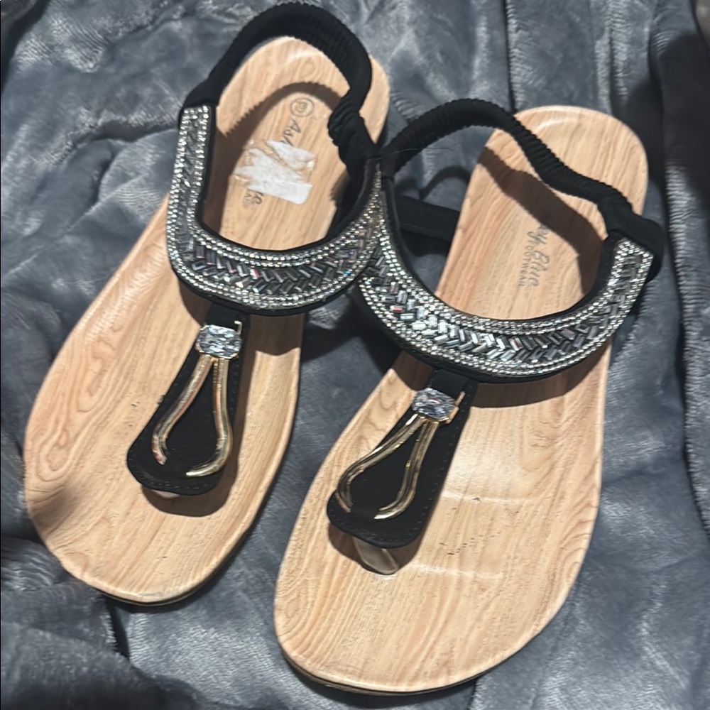 Elegant Black and Silver Women's Sandals